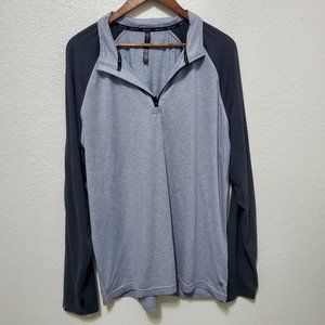 GAIAM Men's 1/4 Zip Up Pullover Shirt two tone gray long sleeve